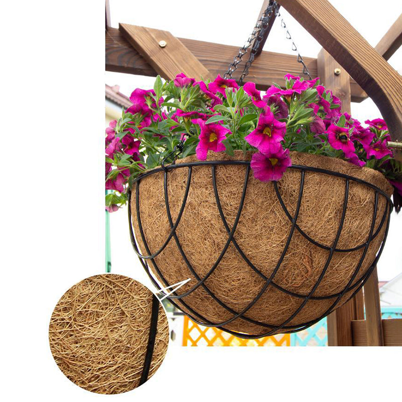 001-YZ01 12-inch Hanging Flower Pot Basket with Coir Liner Garden Decor (Semi-circular Mesh Shape) 001-YZ01 12-inch Hanging Flower Pot Basket with Coir Liner Garden Decor (Semi-circular Mesh Shape)